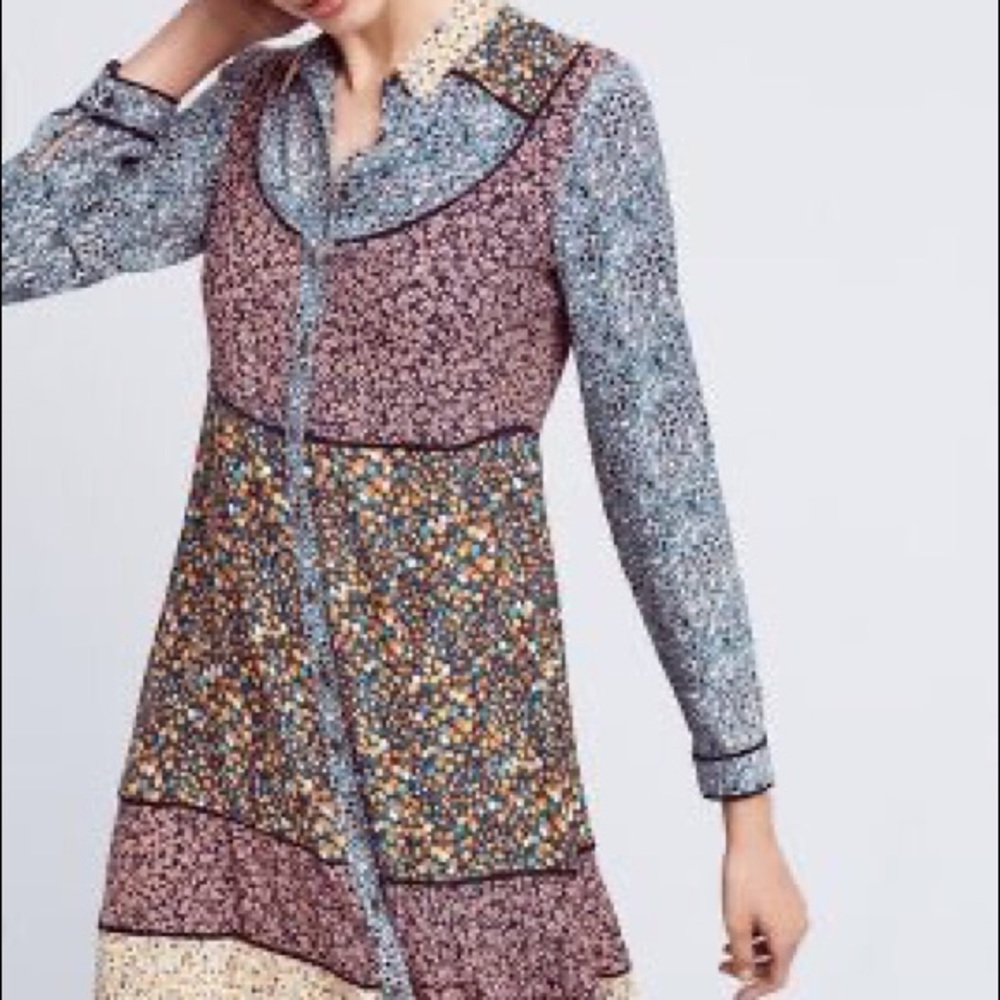 Maeve Anthropologie Teya Multicolor Long Sleeve Dress